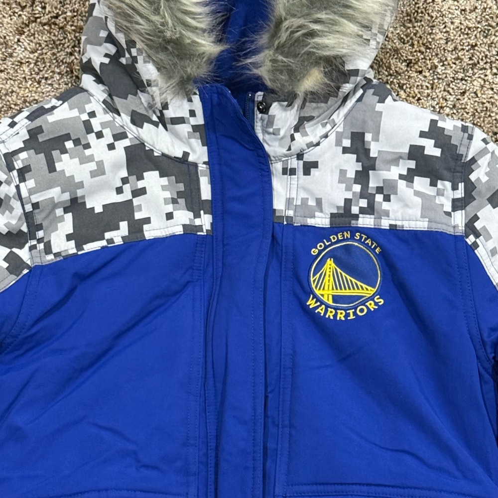 NEW Golden State Warriors Royal Camo Hoodie Full-Zip Jacket Size Youth M 10/12 - Picture 3 of 10